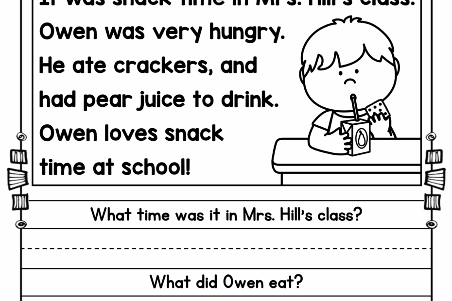 Free Printable Reading Comprehension Worksheets For Kindergarten