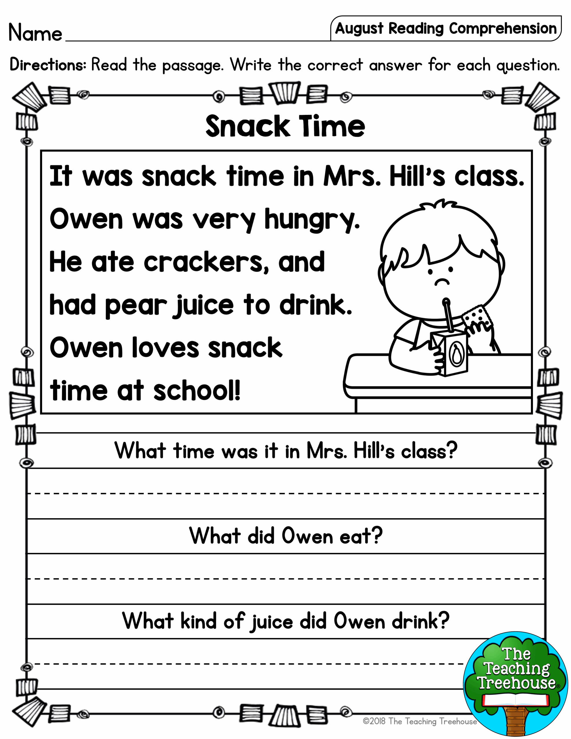 reading comprehension questions