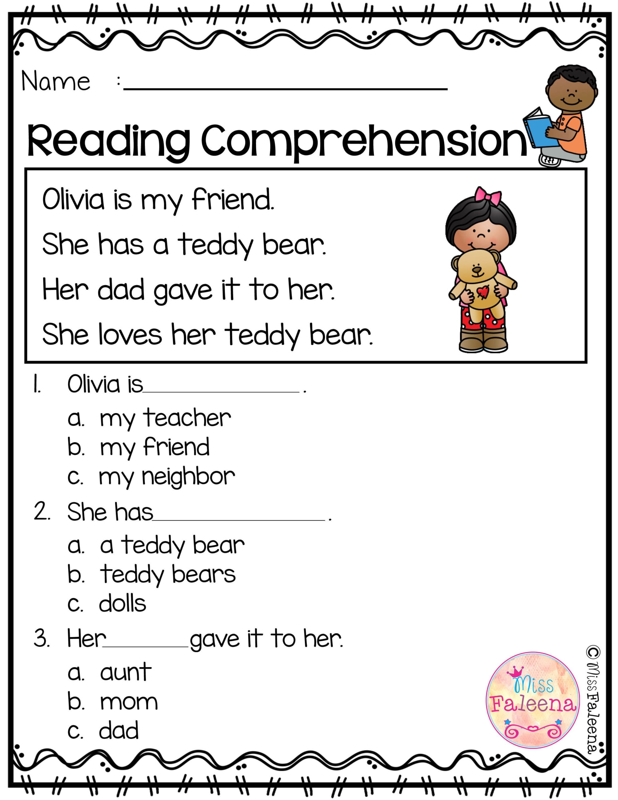 reading comprehension worksheets