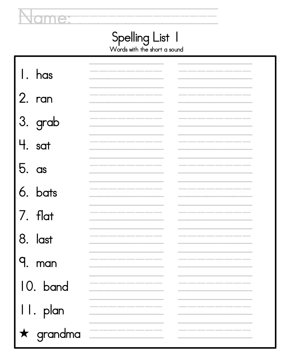 Free Printable Spelling Practice Sheets Printable JD