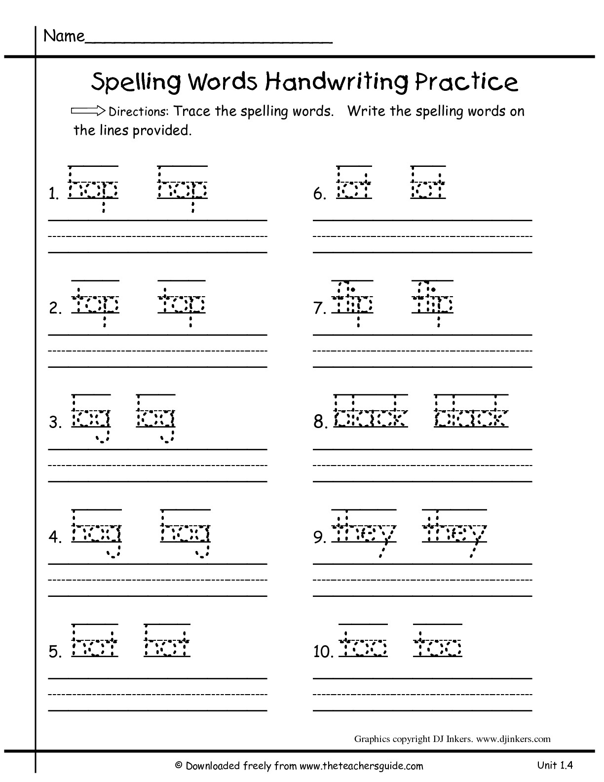 Free Printable Spelling Practice Worksheets