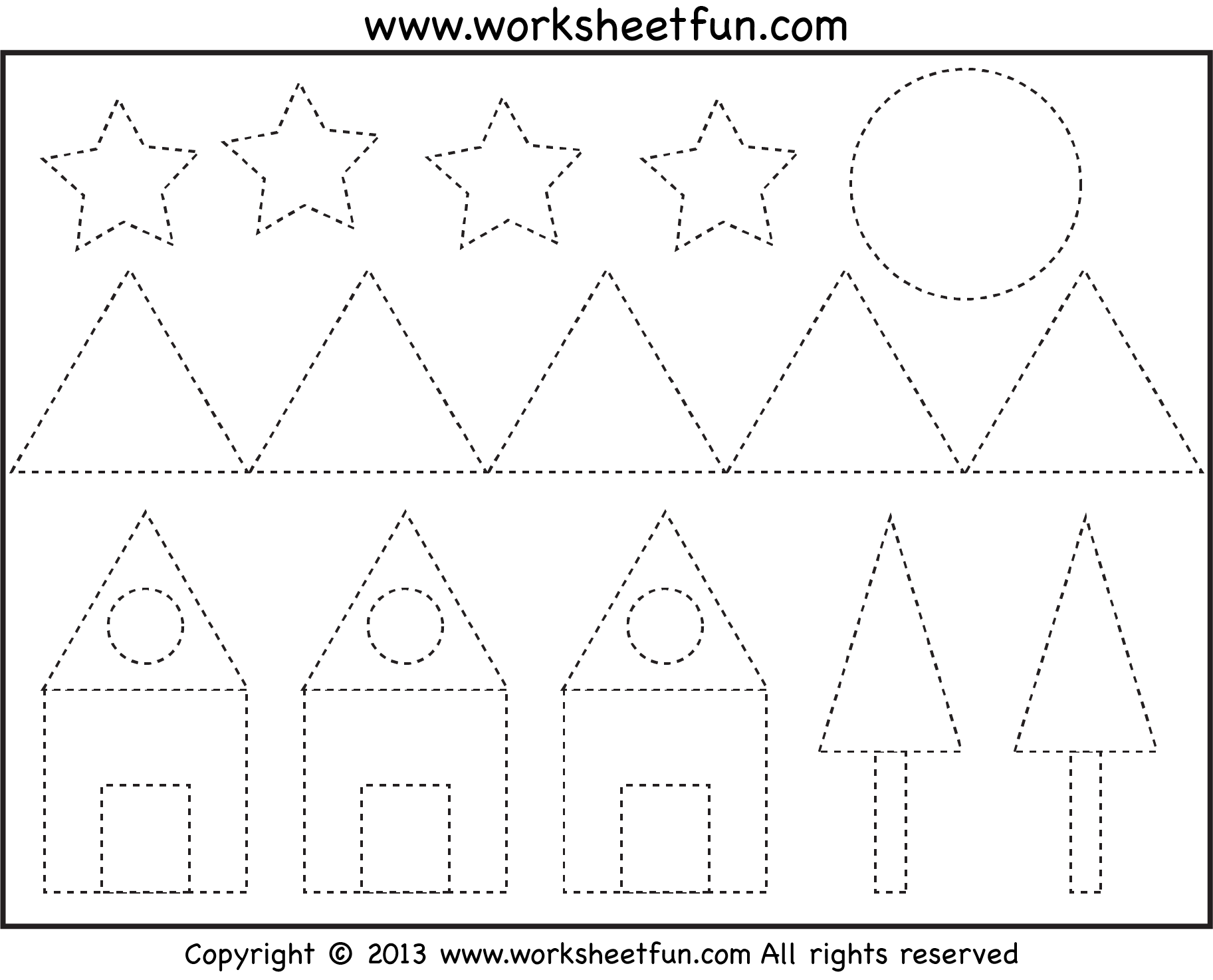 tracing shapes worksheets pdf