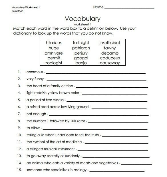 Free Printable Vocabulary Worksheets Printable Worksheets