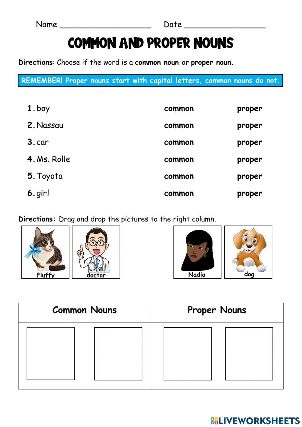 Free Proper Noun And Common Noun Worksheet Download Free Proper Noun 
