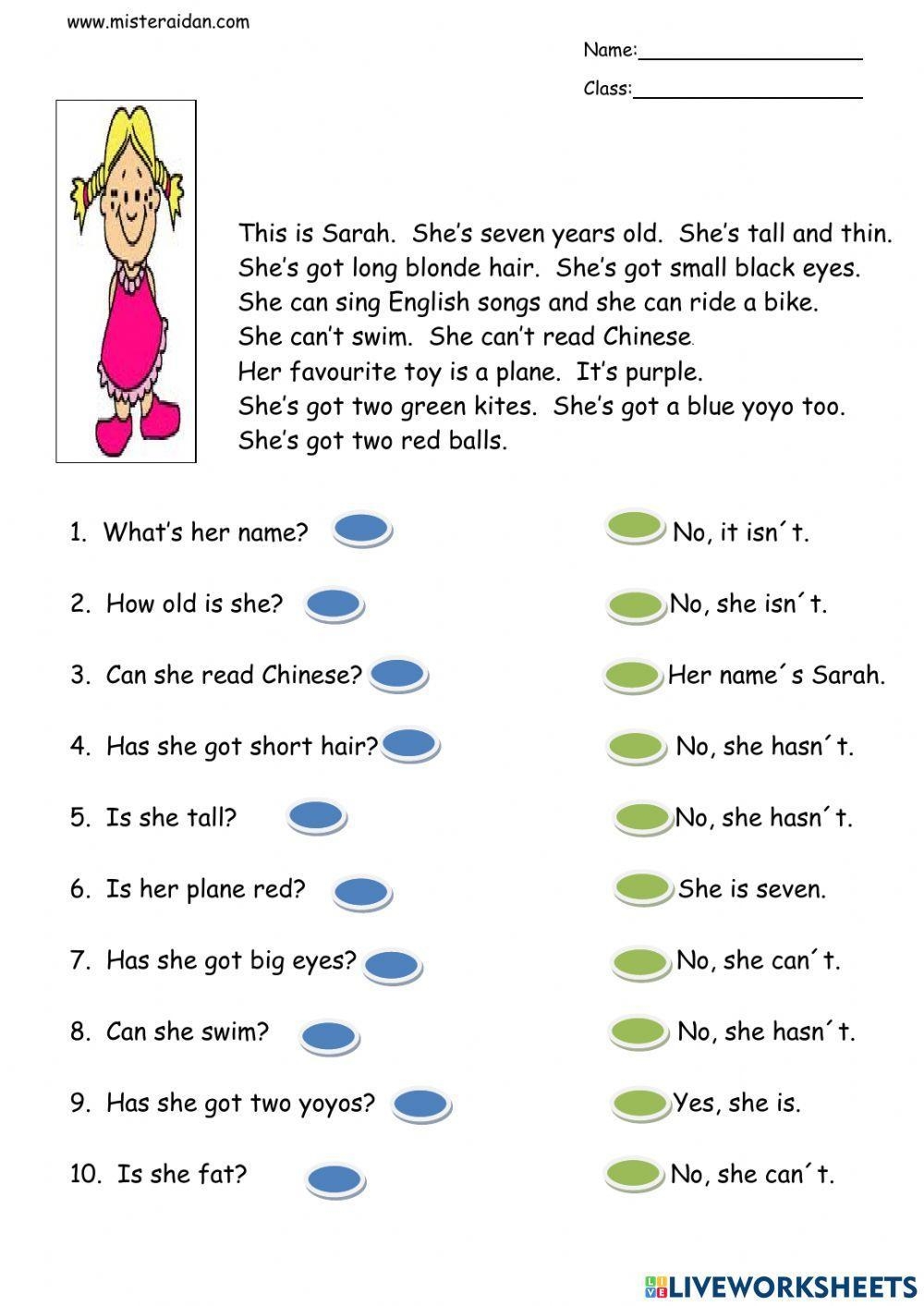 worksheet on reading comprehension