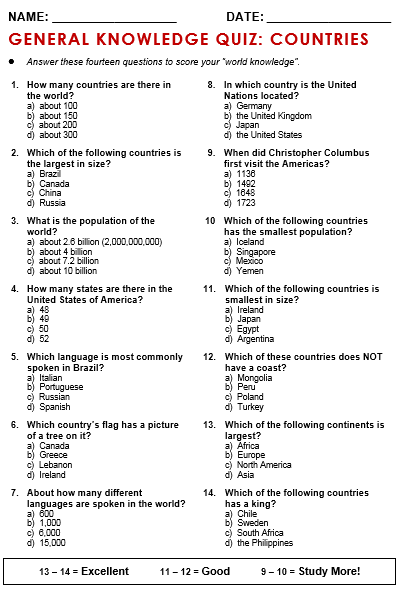 General Trivia And Answers Printable Trivia Questions And Answer