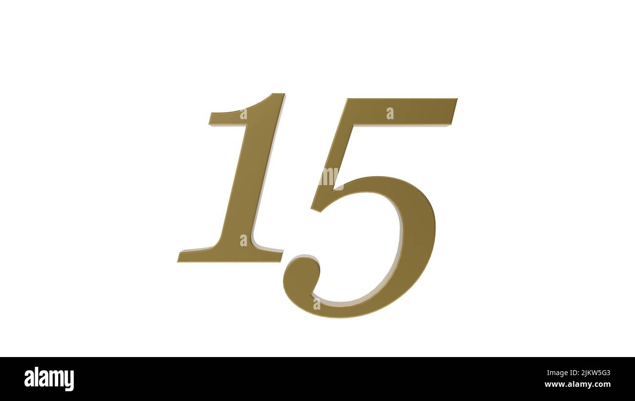 Gold 15 Number Fifteen 3d Illustration Render Stock Photo Alamy