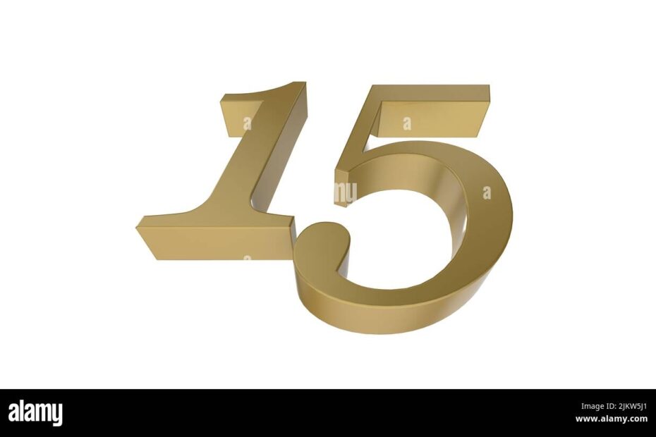 Gold 15 Number Fifteen 3d Illustration Render Stock Photo Alamy