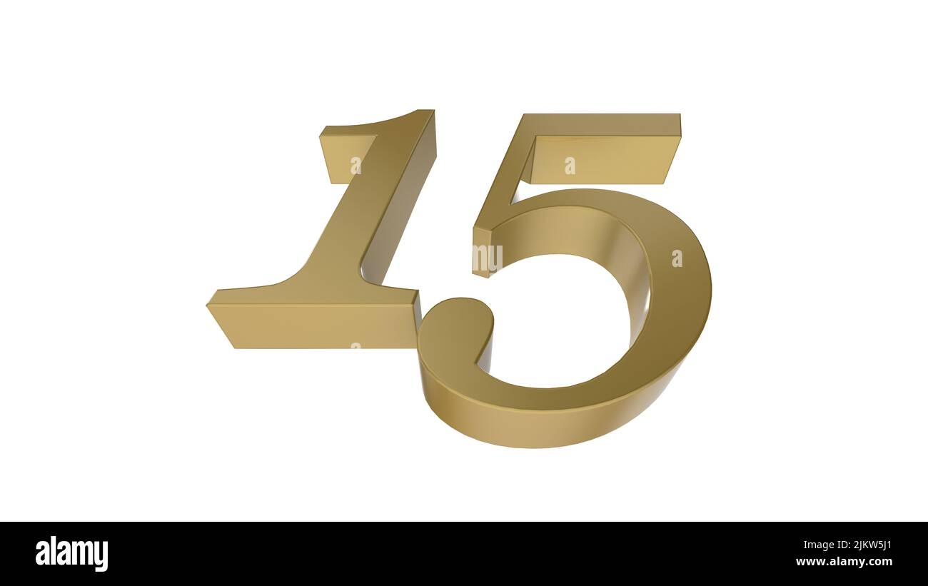 Gold 15 Number Fifteen 3d Illustration Render Stock Photo Alamy