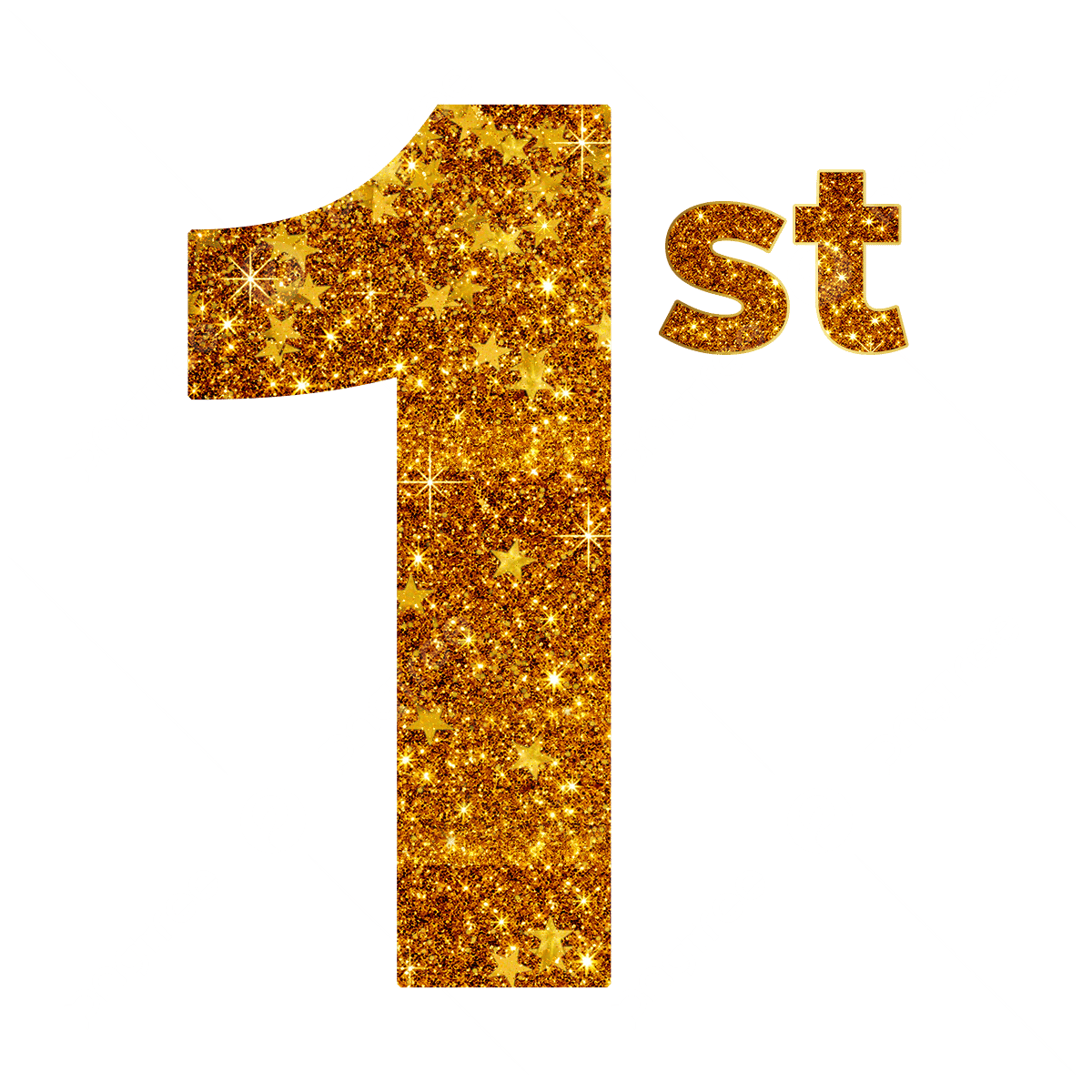 Gold Glitter Number First Shiny Sparkling Golden Vector Golden Number 