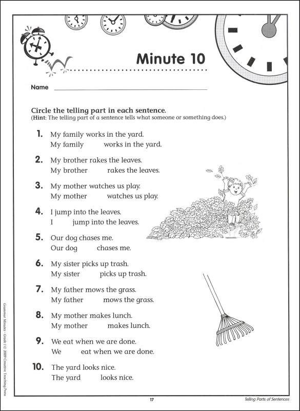 grammar worksheets for grade 1