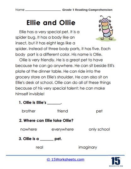 Grade 1 Reading Comprehension Free English Worksheets Worksheets 