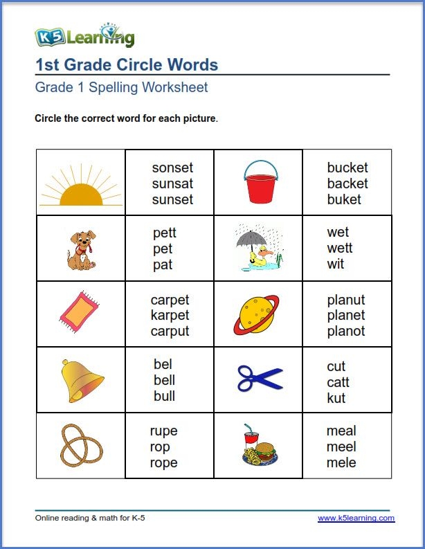 Grade 1 Spelling Worksheets Pick The 1st Grade Spelling Spelling 