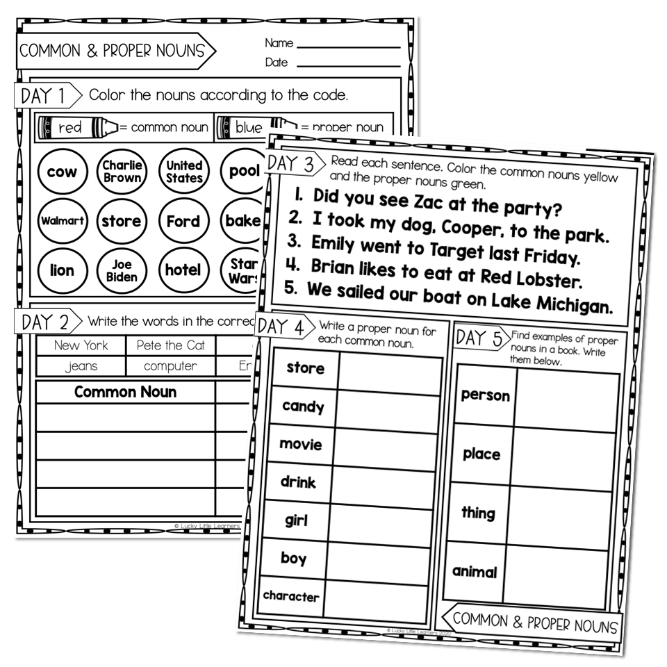 noun worksheet for grade 2