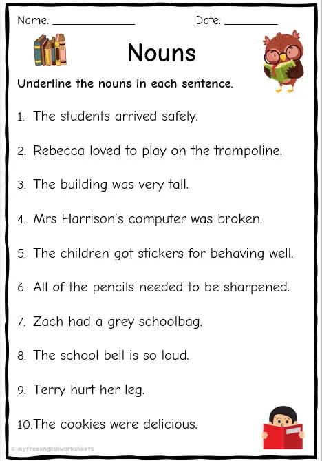 noun worksheets free