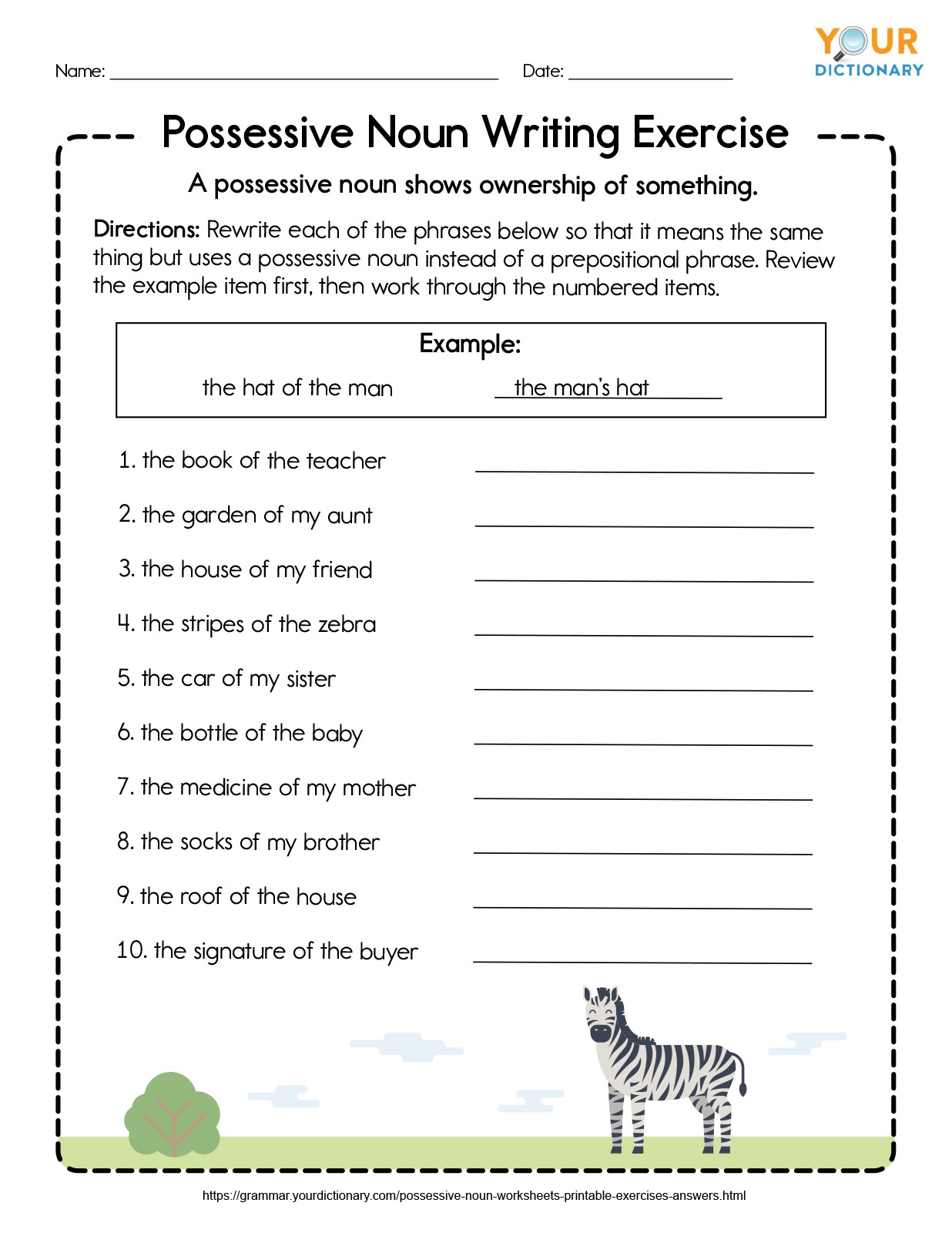 noun worksheets with answers