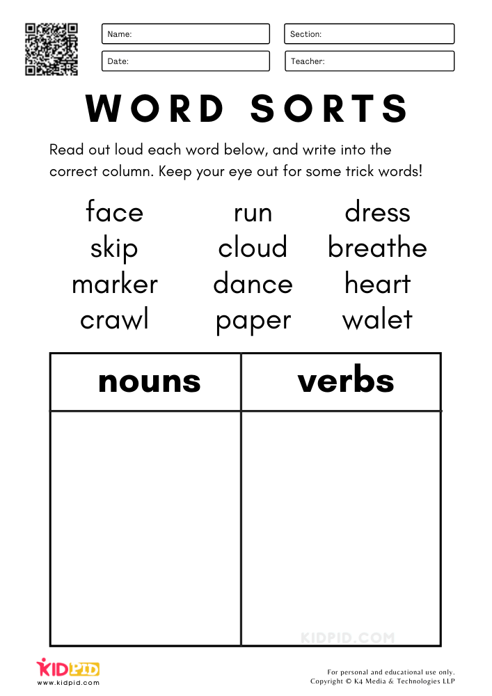 Grade 4 Nouns And Verbs Worksheets Noun Worksheets
