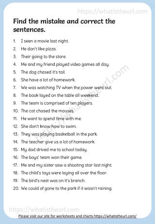Grammar Correction Worksheets For 5th Grade