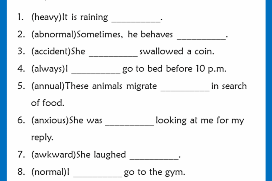 Grammar For 4th Graders Worksheets