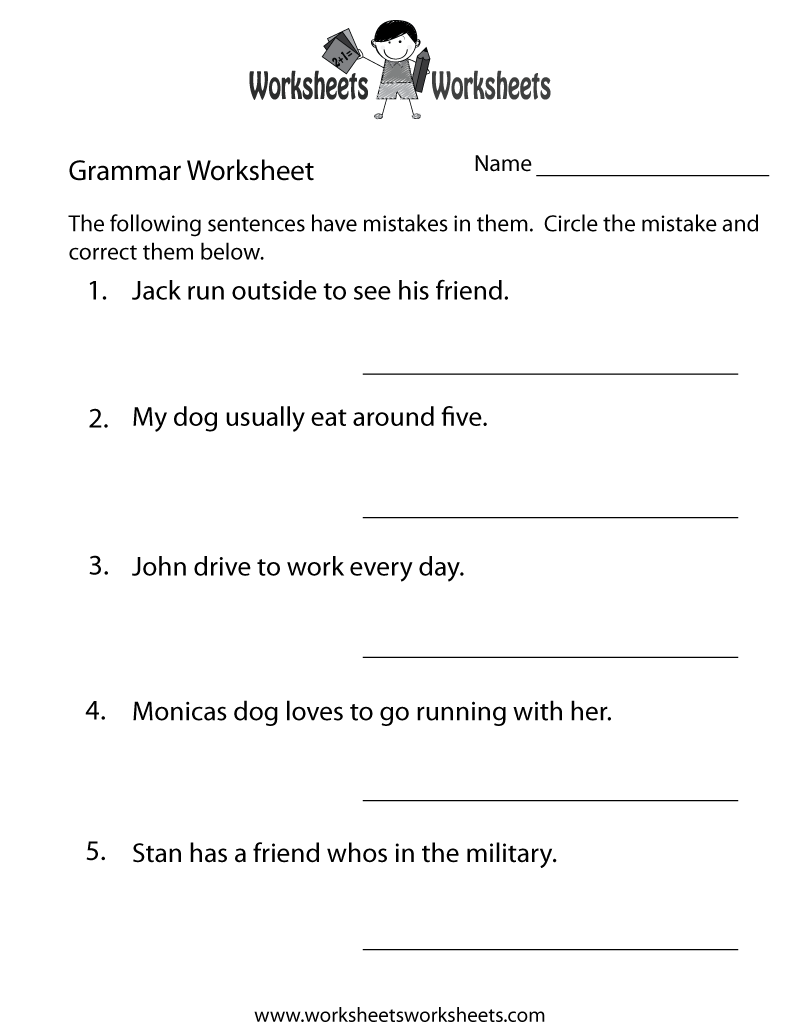 grammar worksheet