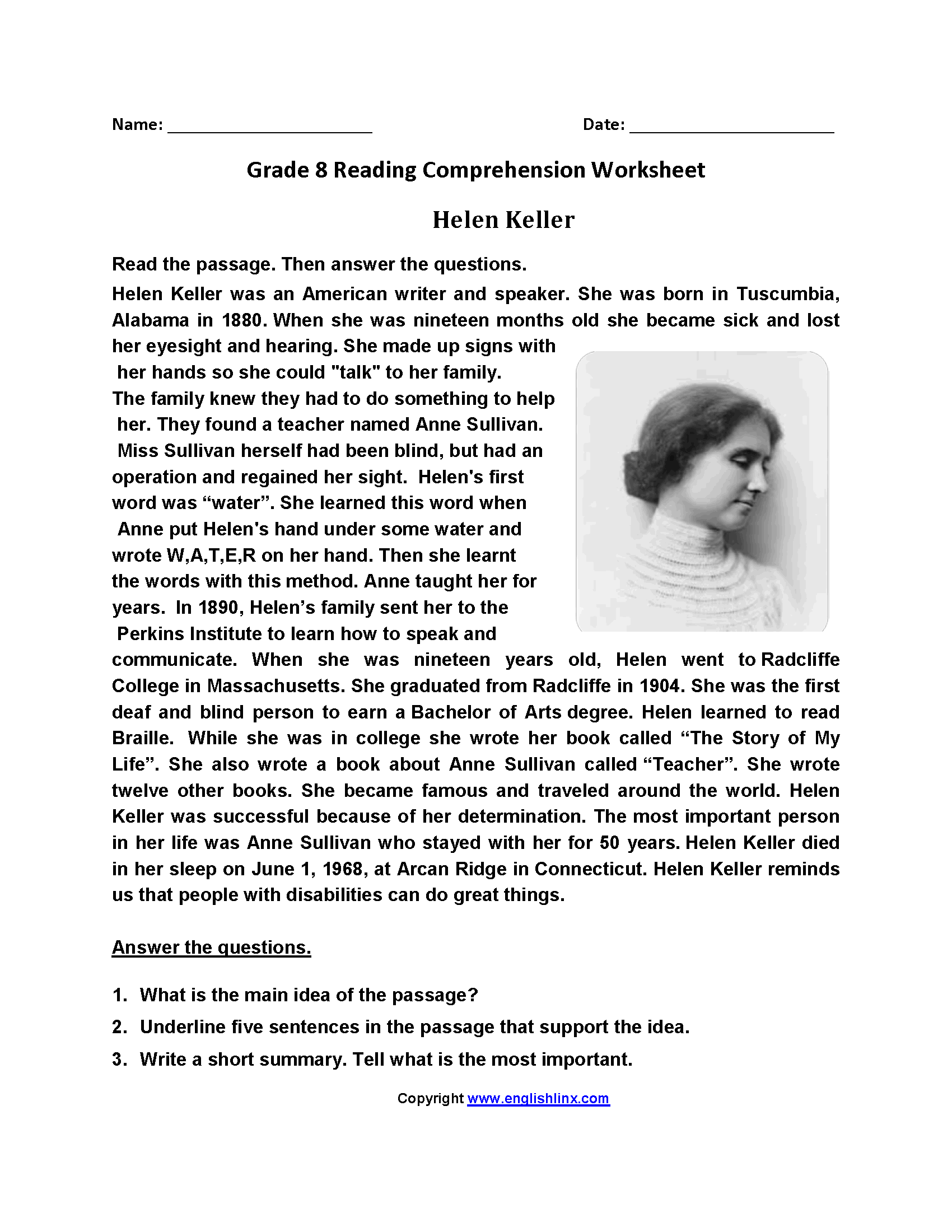 grammar worksheets for 8th graders