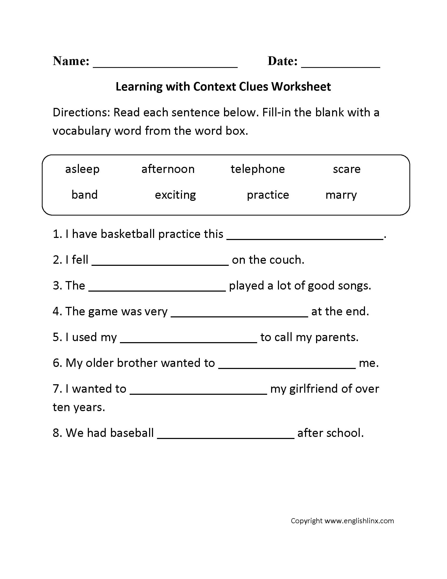 Grammar Worksheets For 3rd Graders