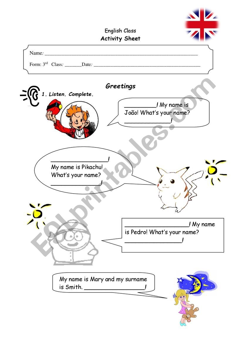 Greetings Filling In Blanks ESL Worksheet By Josecarvalho