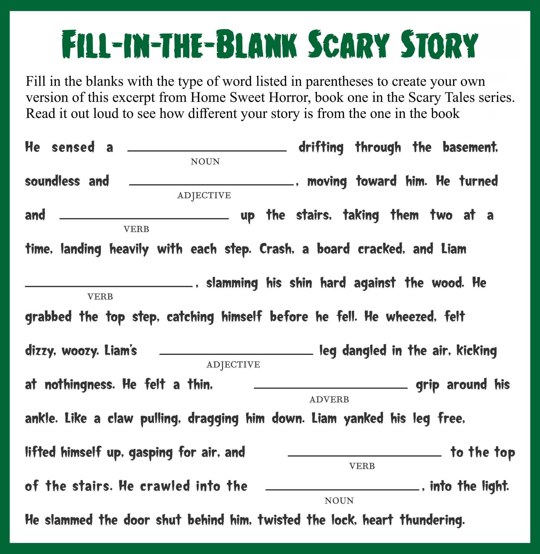 Halloween Fill In The Blank Stories 15 Free PDF Printables Printablee