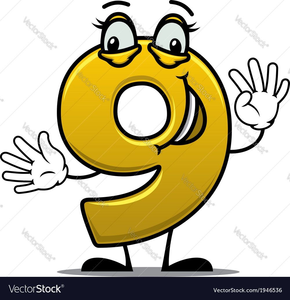 Happy Gold Number 9 Vector Image On VectorStock Happy Number Number 