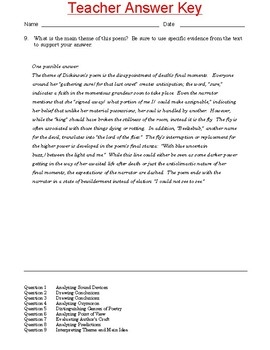 High School Reading Comprehension Poetry I Heard A Fly Buzz When I Died quot 
