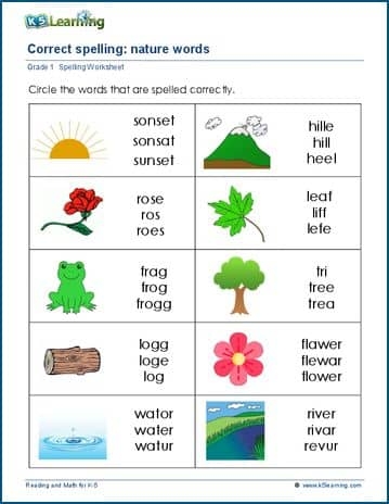 spelling worksheets for grade 1