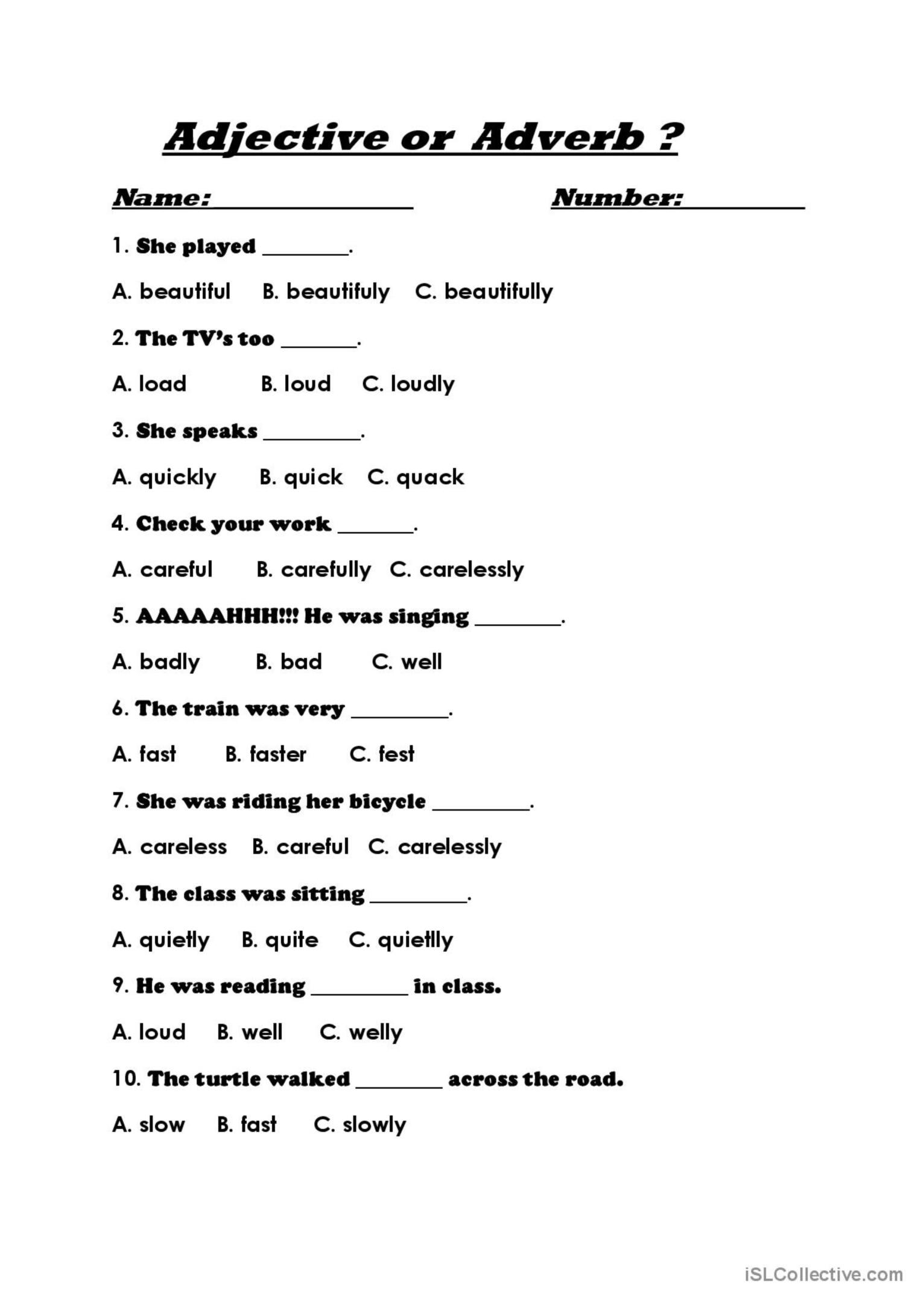 Identify Noun Verb Adjective Adverb Exercises Design Talk