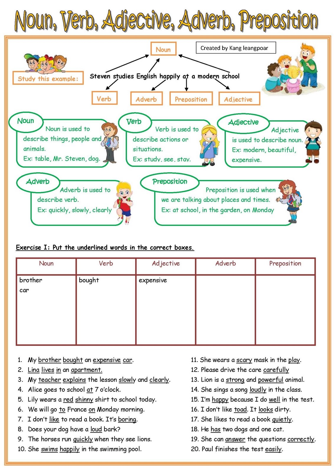 adj noun verb adverb