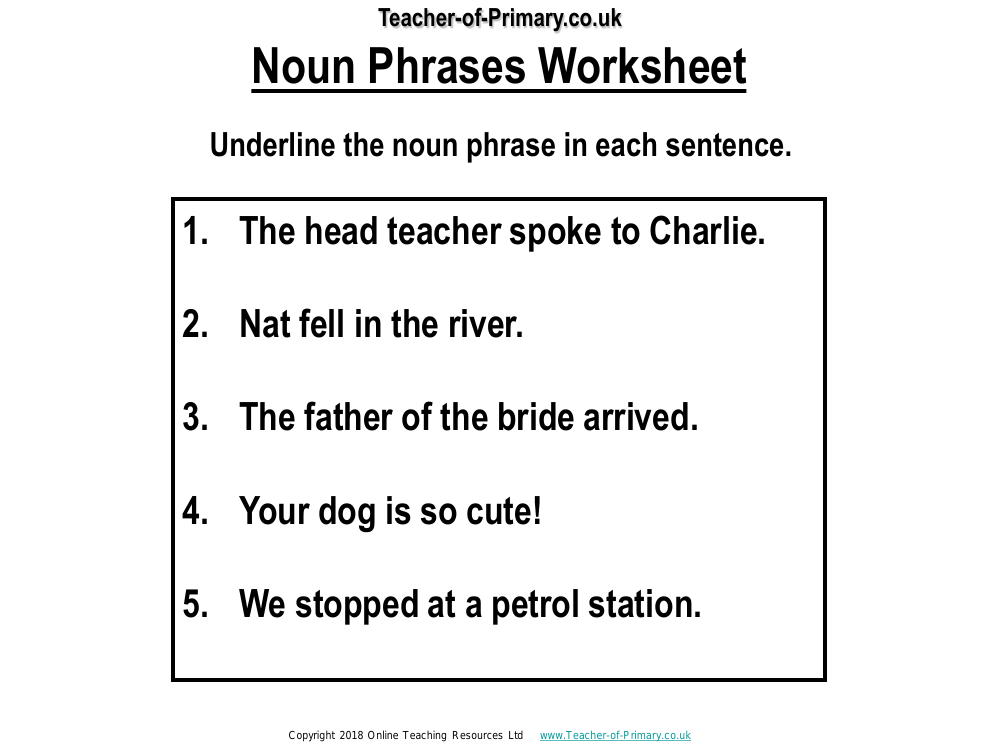 Identifying Noun Phrases Worksheet Noun Worksheets