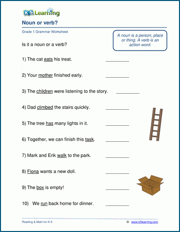 Identifying Nouns Worksheet For Grade 1