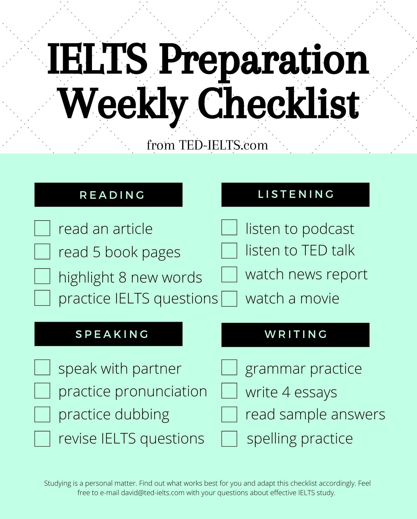 IELTS Preparation Checklist