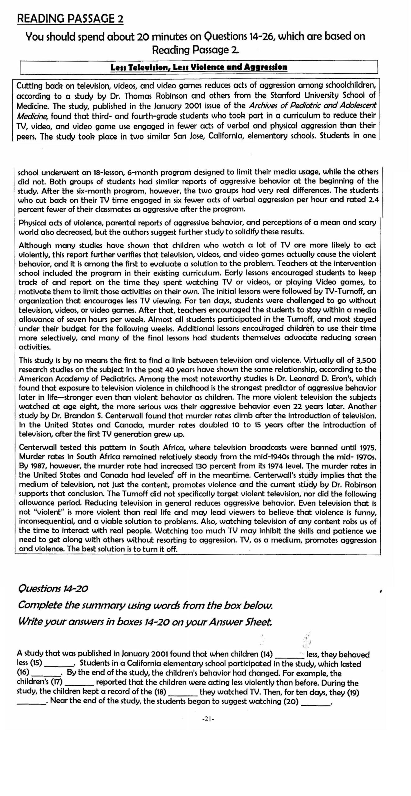 ielts reading printable