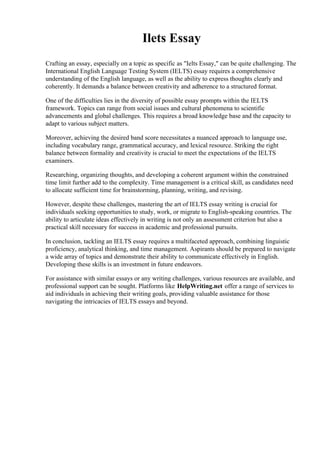 Ilets Essay pdf