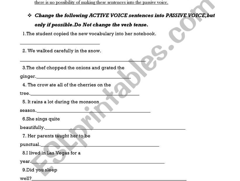 INTRANSITIVE TRANSITIVE VERBS ACTIVE Or PASSIVE ESL Worksheet By