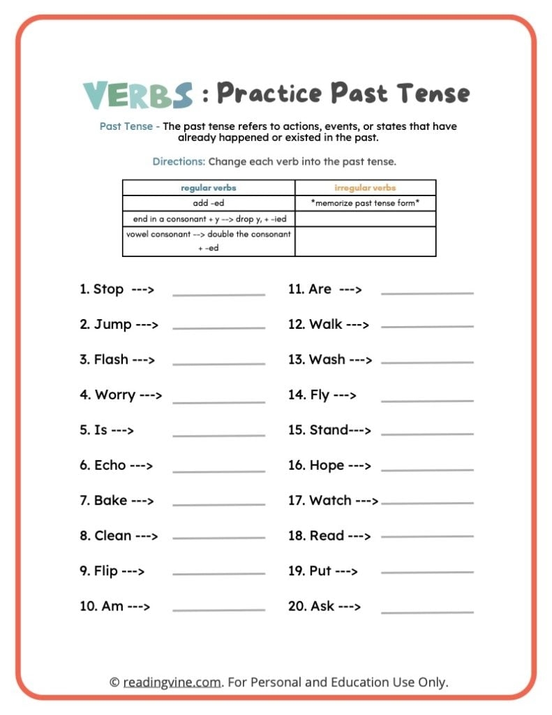 Irregular Past Tense Verbs Teaching Resources Worksheets Library