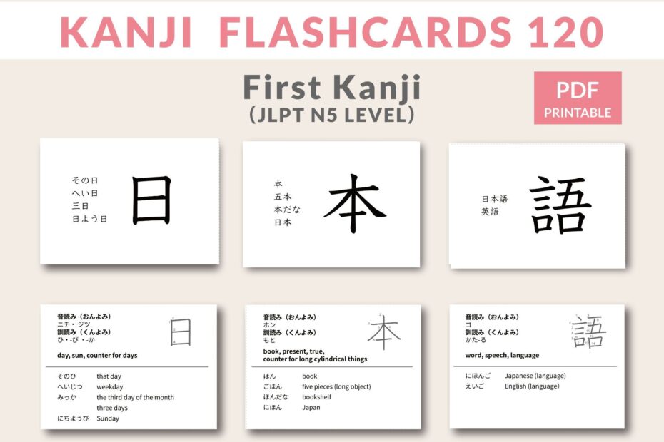 Japanese Kanji Flashcards For Beginners JLPT N5 Level Learn Japanese