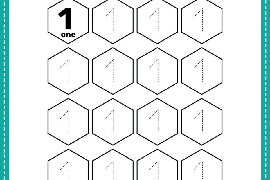 Kids Tracing Number 1 Free PDF Printable Worksheet
