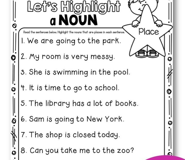 Kindergarten Beginners Noun Worksheet
