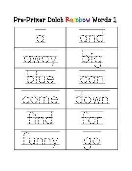 traceable words for kindergarten
