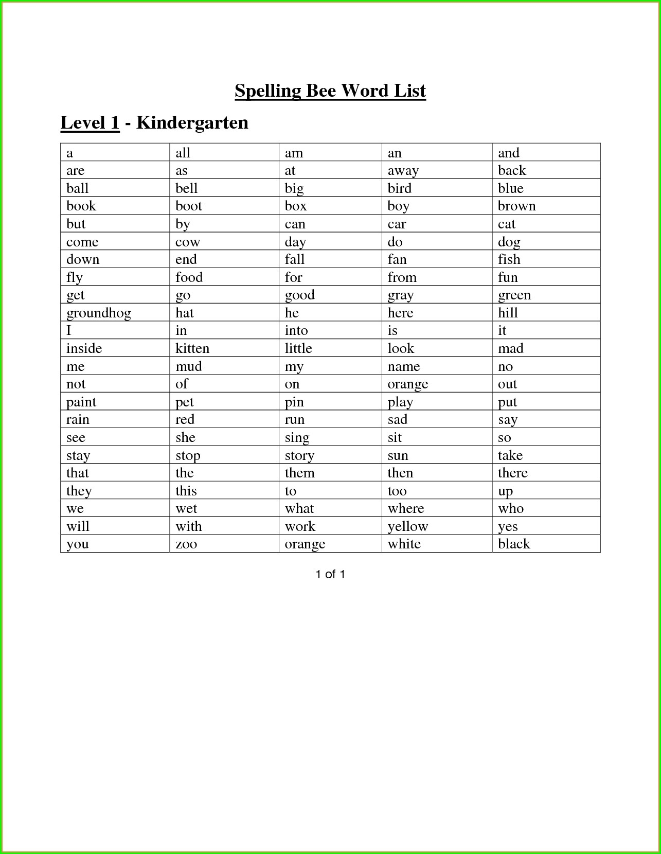 Kindergarten Spelling Words Worksheets Letter Words Unleashed 
