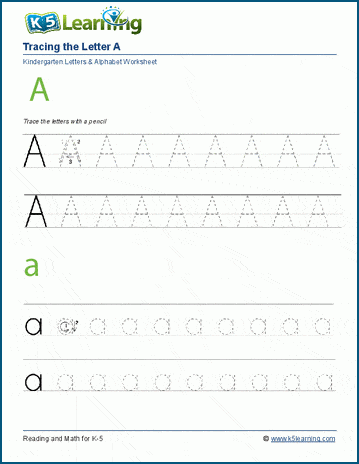 Kindergarten Tracing Letters Worksheets K5 Learning Worksheets Library