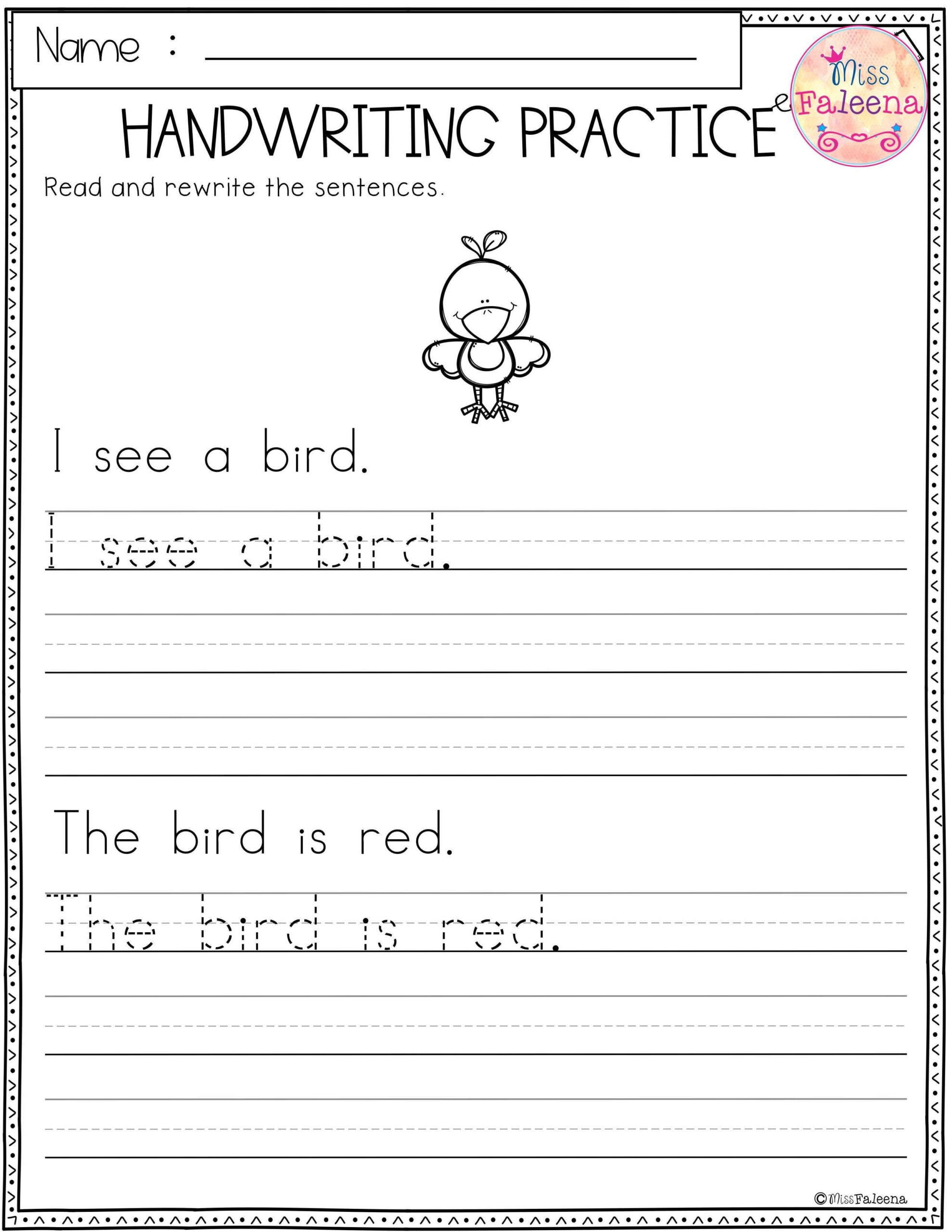 tracing sentences worksheets