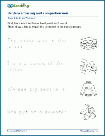 Kindergarten Writing Sentences Worksheets Superstar Worksheets