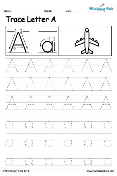 Letter A Alphabet Tracing Worksheets Free Printable PDF Printable 