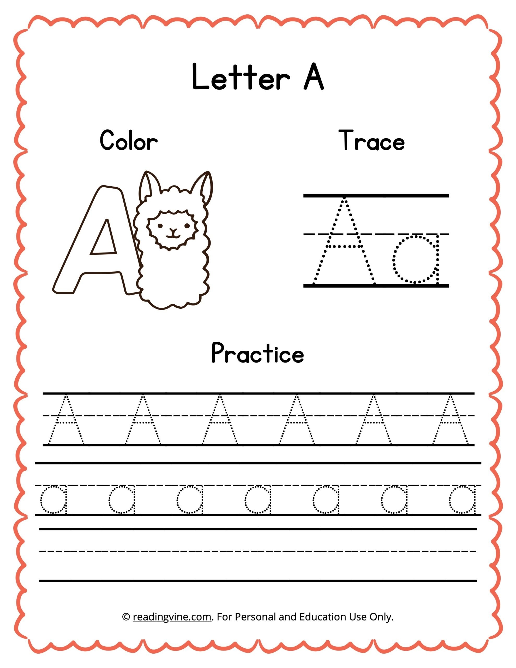 Letter A Tracing Worksheets For Preschool